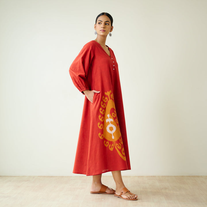 Rust-Cotton-Mabel-Midi-Dresse