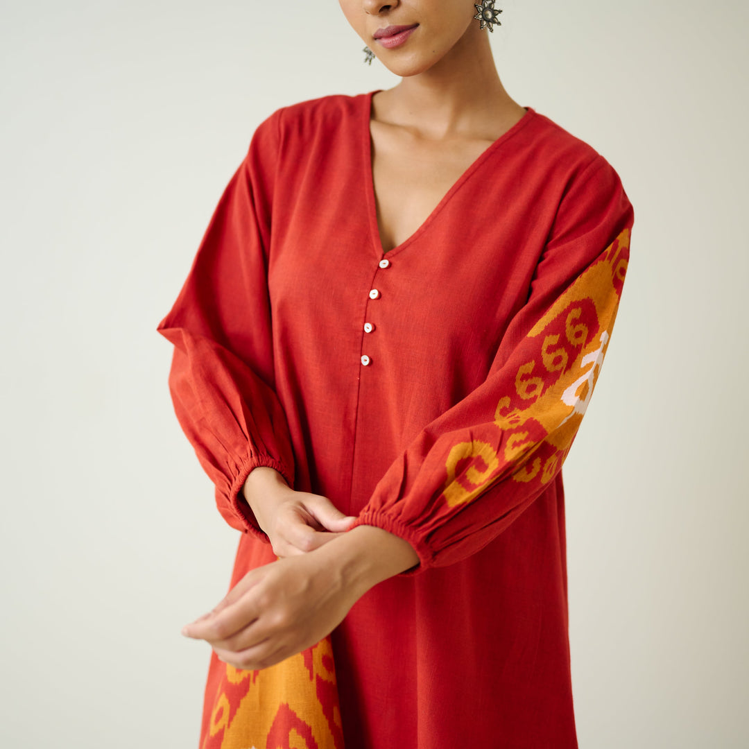 Rust-Cotton-Mabel-Midi-Dresse