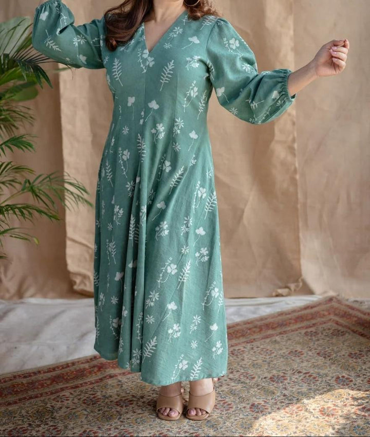 Fern-Green-Cotton-Tarini-Dabu-Print-Midi-Dress