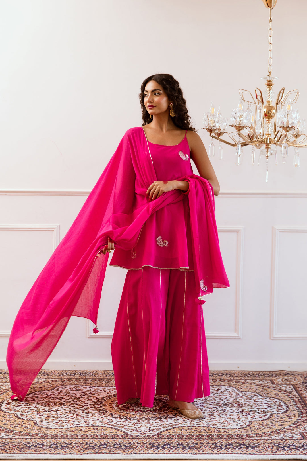 Rani-Pink-Mulmul-Peplum-Sharara-Set