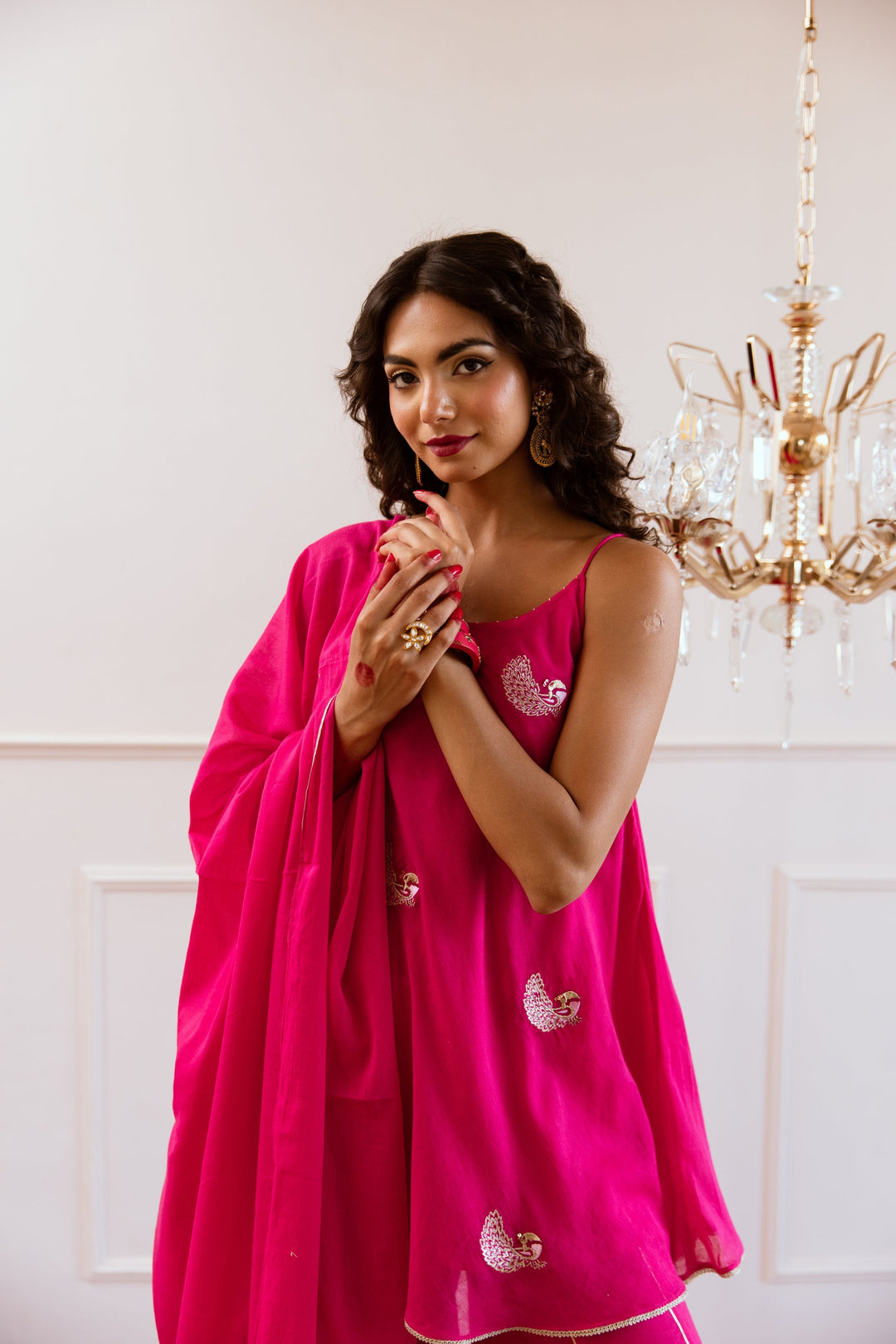 Rani-Pink-Mulmul-Peplum-Sharara-Set