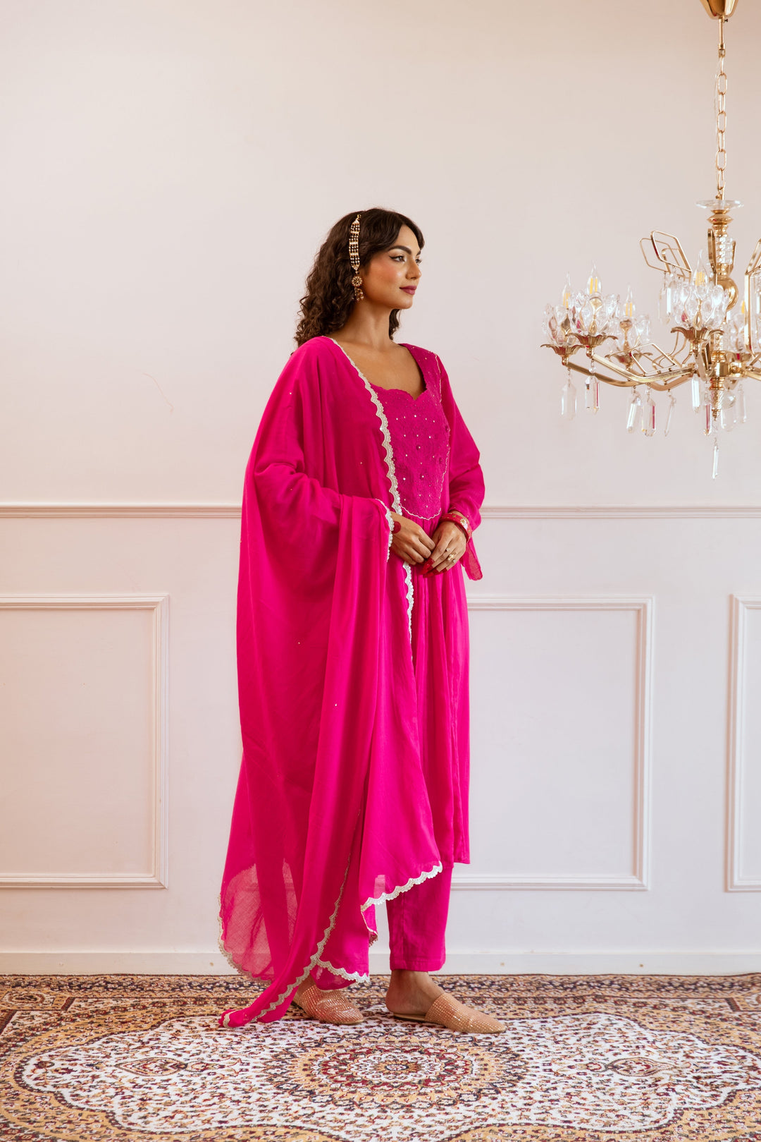 Rani-Pink-Mulmul-Yoke-Embroidered-Anarkali-Set