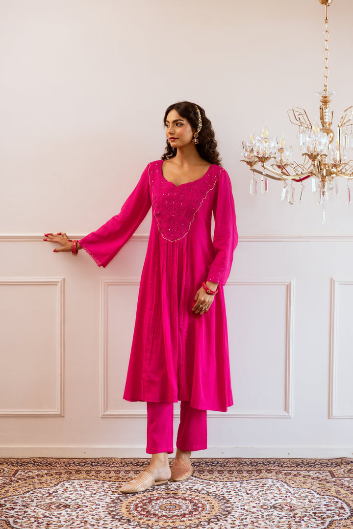 Rani-Pink-Mulmul-Yoke-Embroidered-Anarkali-Set