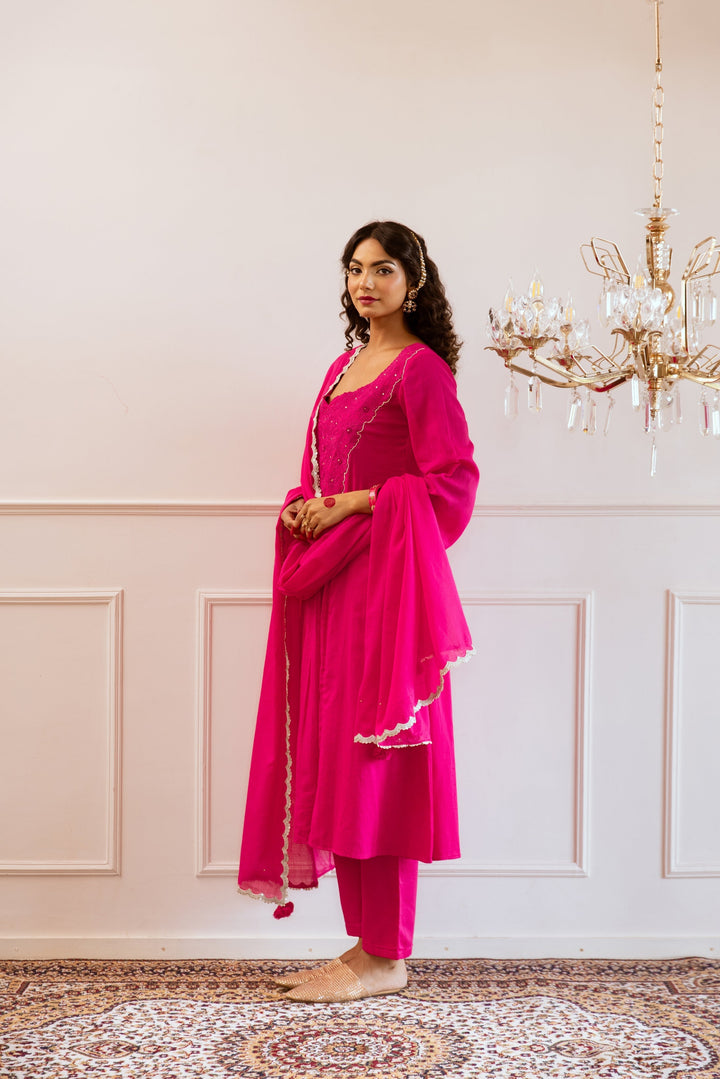 Rani-Pink-Mulmul-Yoke-Embroidered-Anarkali-Set