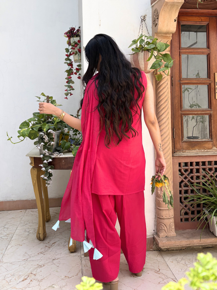 Rani Short Kurta &amp; Farshi Shalwar Set