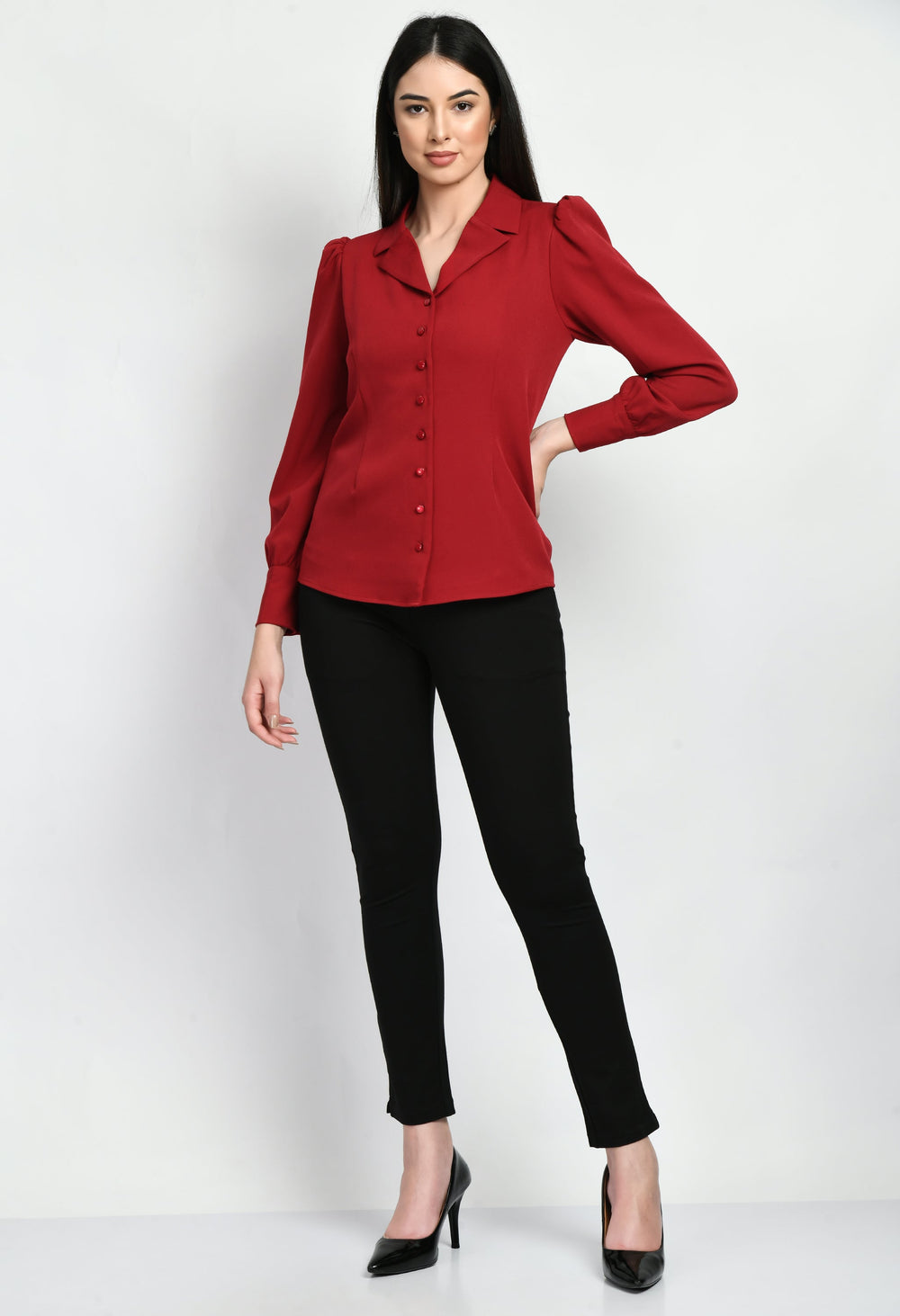 Red-Cotton-Blend-Agility-Blazer-Shirt