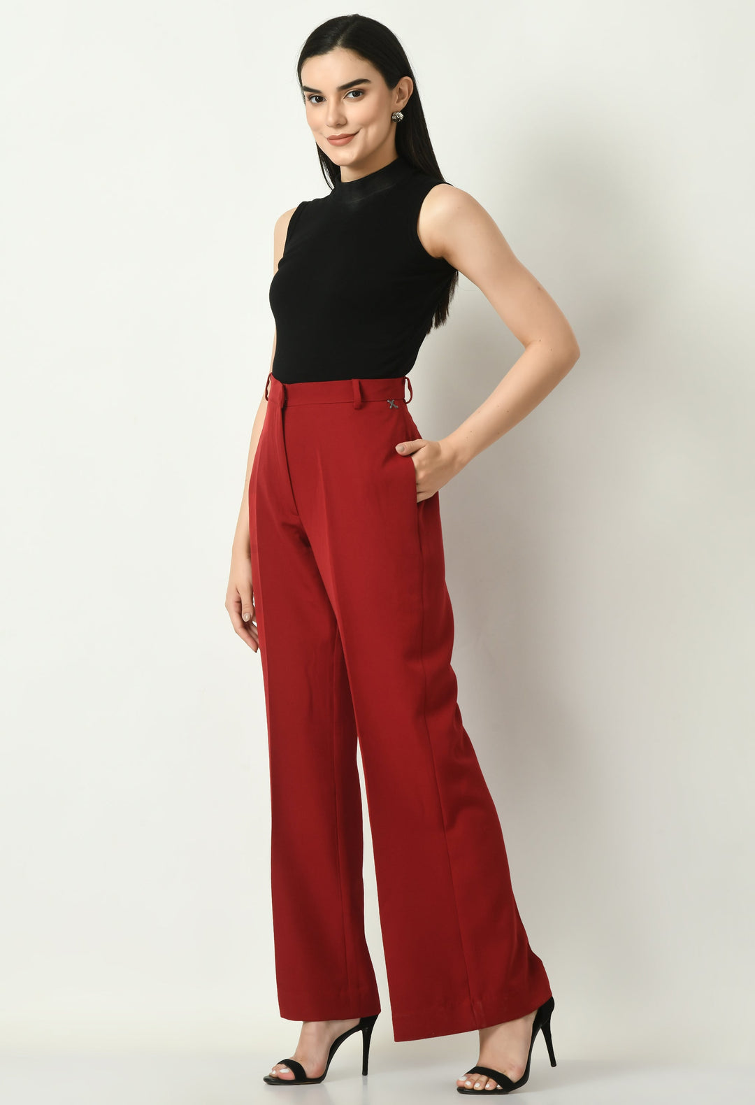 Red-Cotton-Blend-Eminence-Solid-Bootcut-Trouser