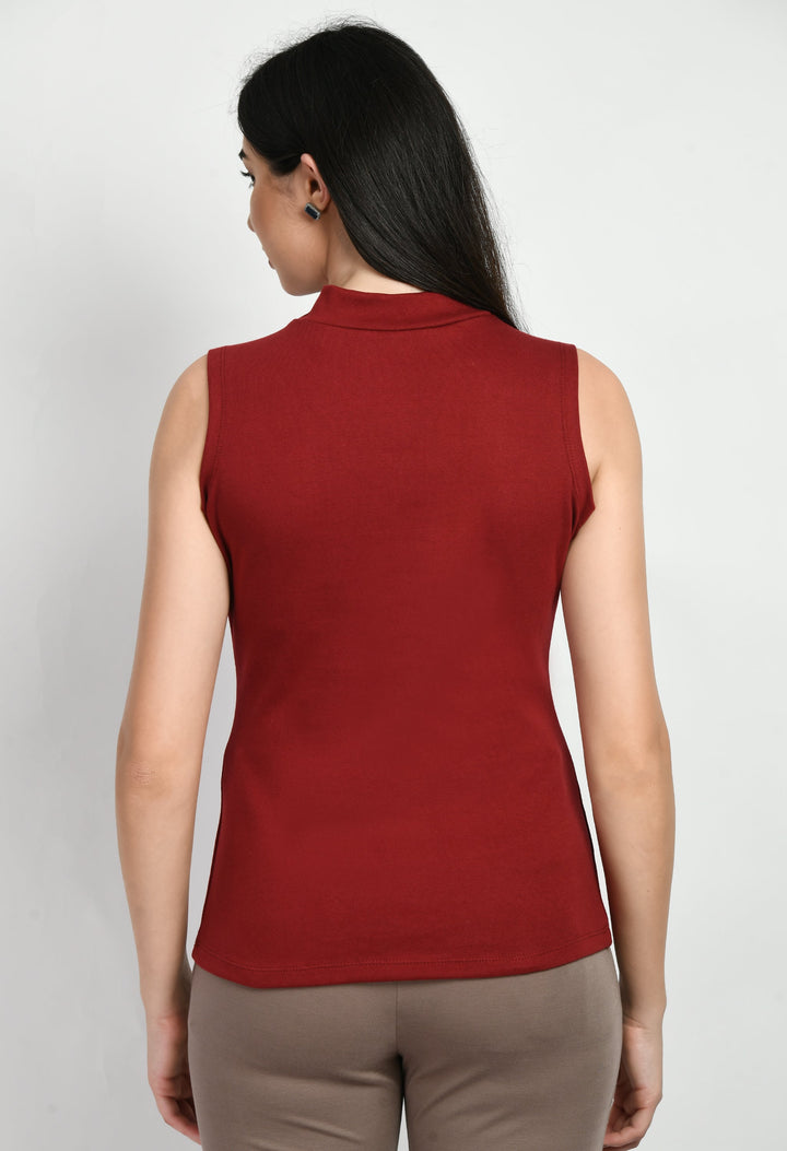 Red-Cotton-Blend-Prudence-High-Neck-Sleeveless-T-Shirt