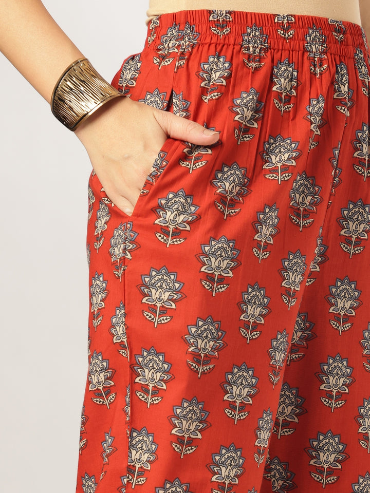 Red-Cotton-Straight-Floral-Printed-3-Piece-Kurta-Set