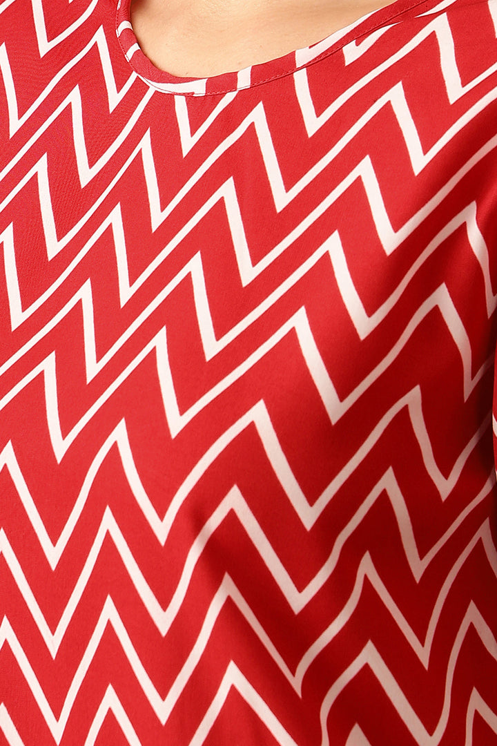 Red-Crepe-Chevron-Print-Top-&-Pyjama-Set