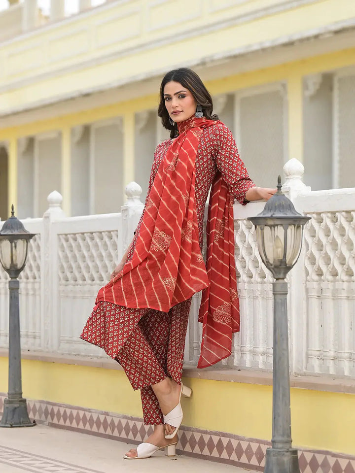 Red-Cotton-Cutdana-Work-Straight-3-Piece-Kurta-Set