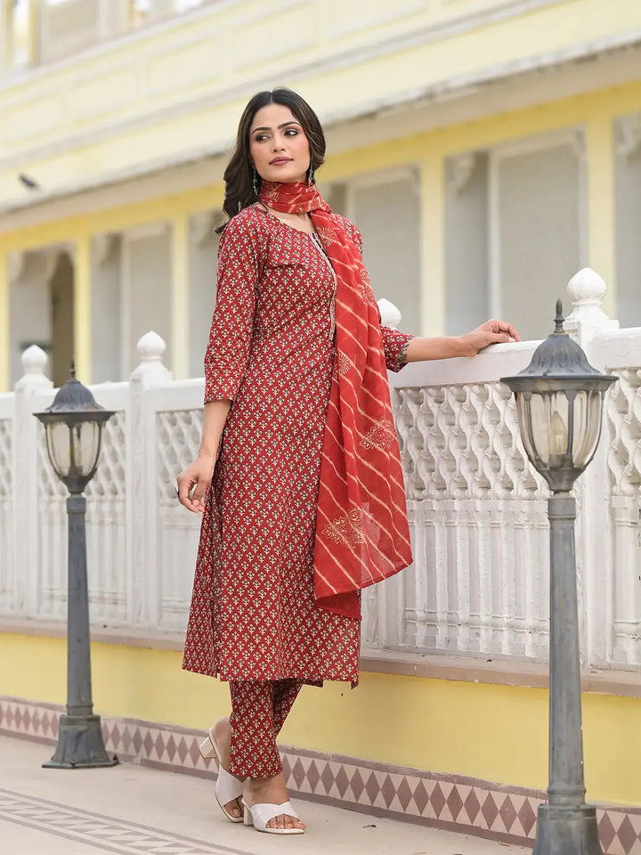 Red-Cotton-Cutdana-Work-Straight-3-Piece-Kurta-Set