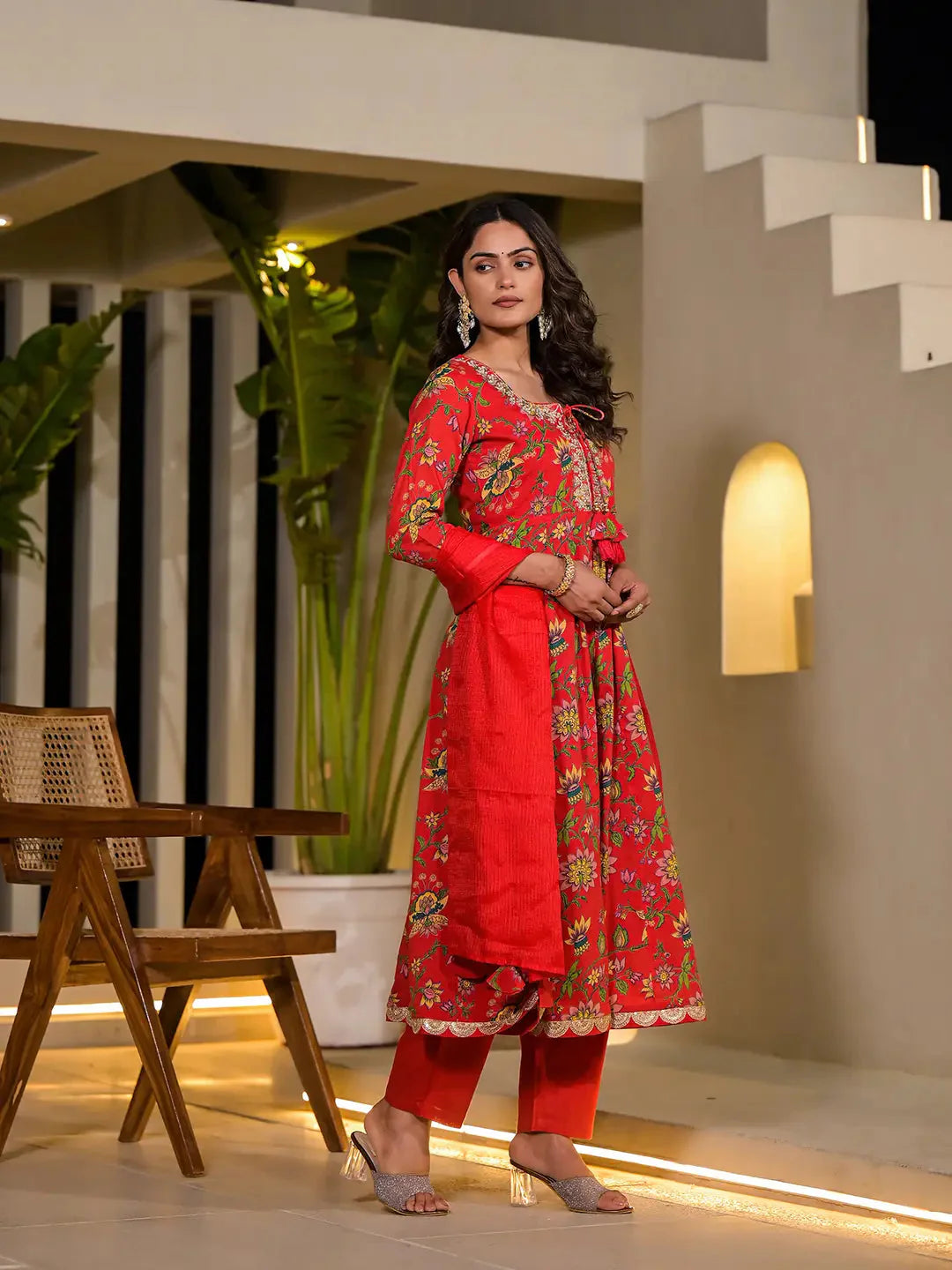 Red-Voile-Dori-Embroidery-Anarkali-Set