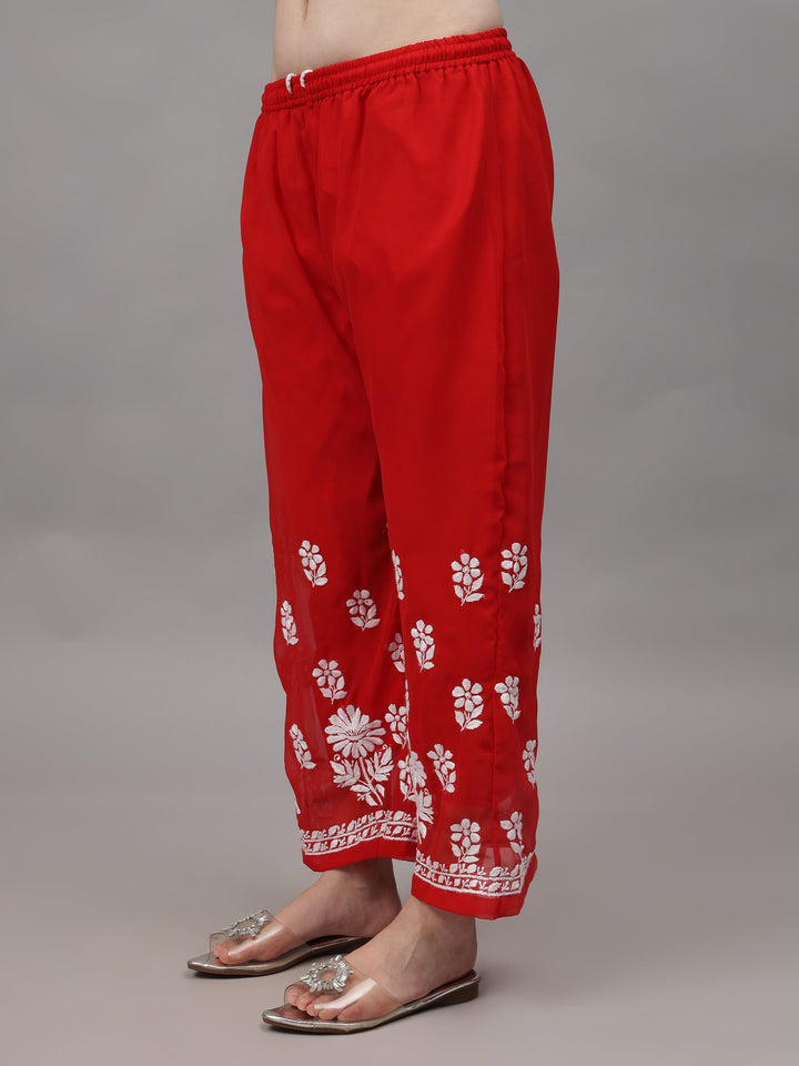 Red-Georgette-Embroidered-Chikankari-2-Piece-Kurta-Set