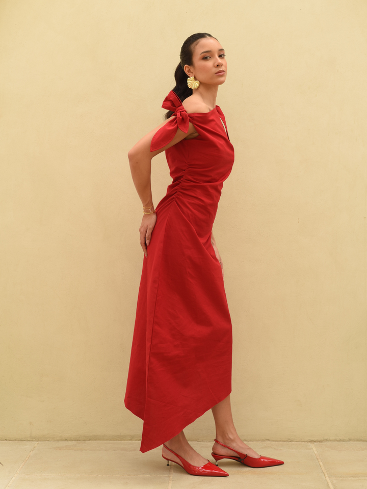 Red-Linen-Striking-Cherry-Tango-Linen-Dress