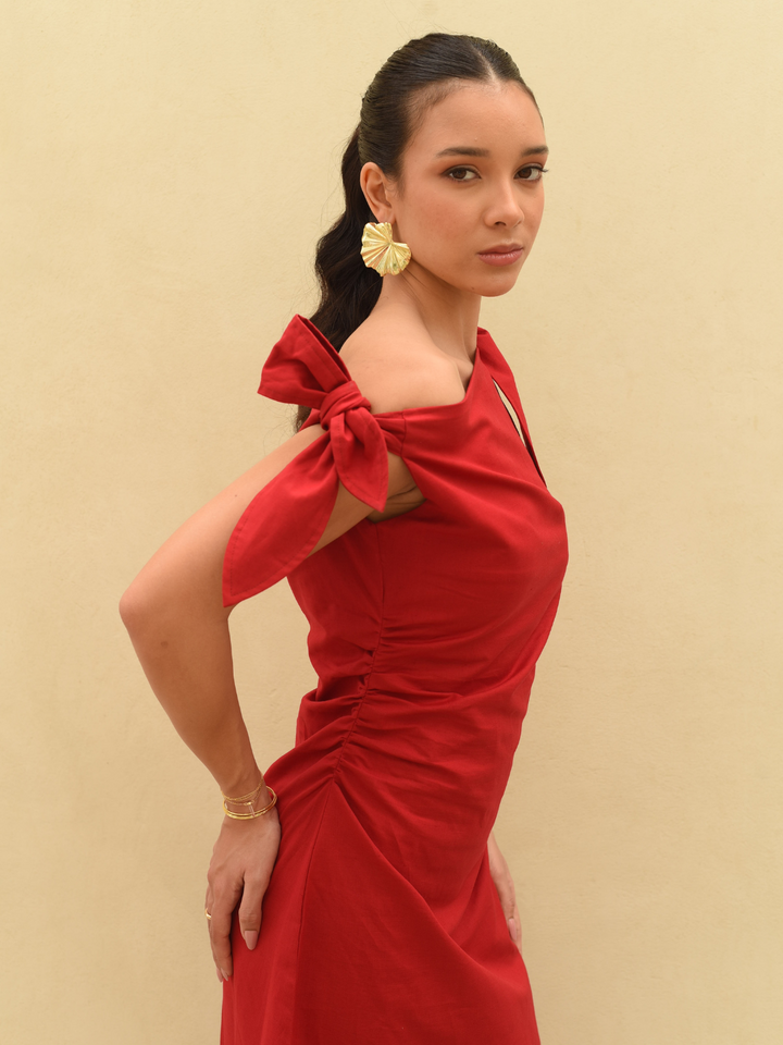 Red-Linen-Striking-Cherry-Tango-Linen-Dress