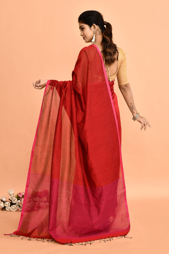 Red-Maheshwari-Plain-Saree