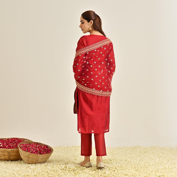 Red-Poly-Chanderi-Embroidered-3-Piece-Kurta-Set