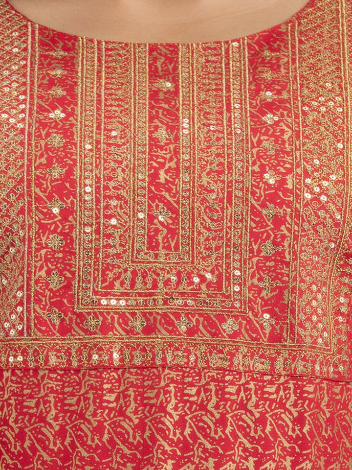 Red-Printed-With-Embroidery-Work-On-Yoke