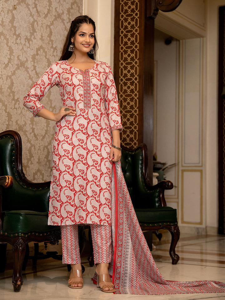 Red-Rayon-Blend-Paisley-Printed-Straight-3-Piece-Kurta-Set