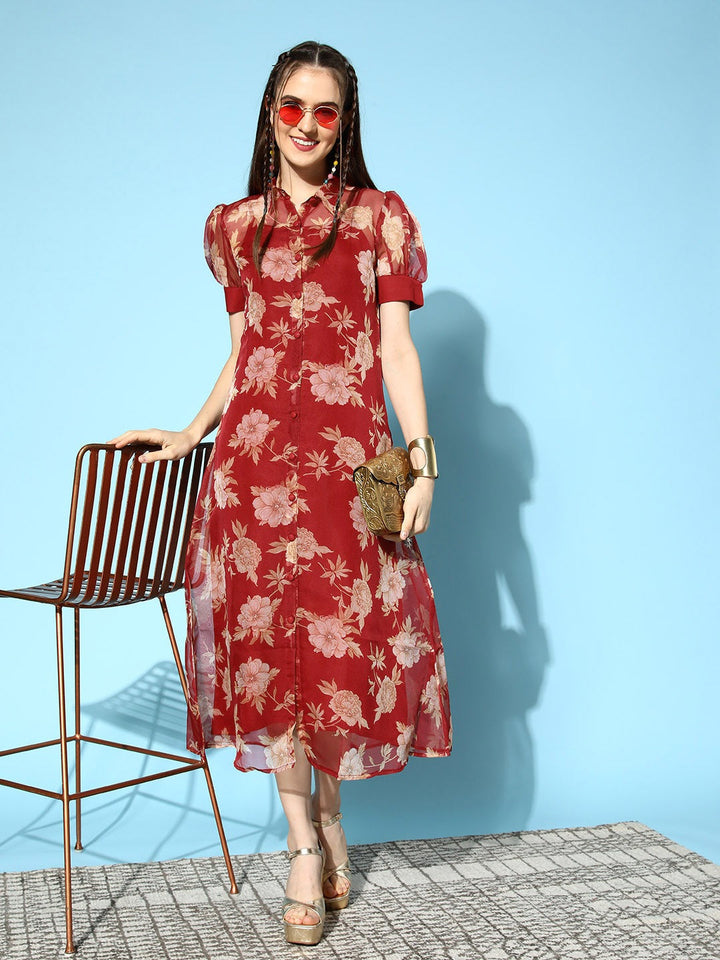 Red-Viscose-Rayon-Floral-Printed-Midi-Dress