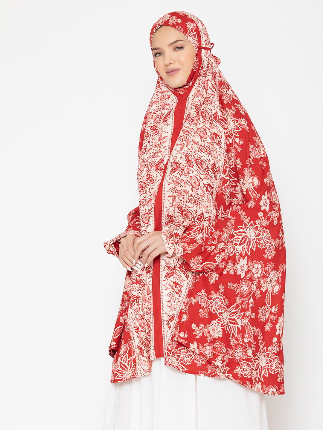 Red-Viscose-Royal-Floral-Patterned-Namaz-Dupatta