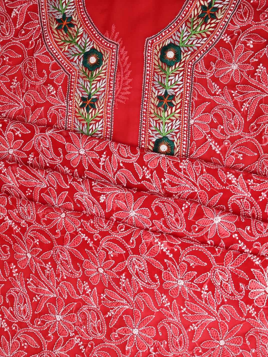 Red-&-Green-Georgette-Chikankari-Parsi-Dress-Material