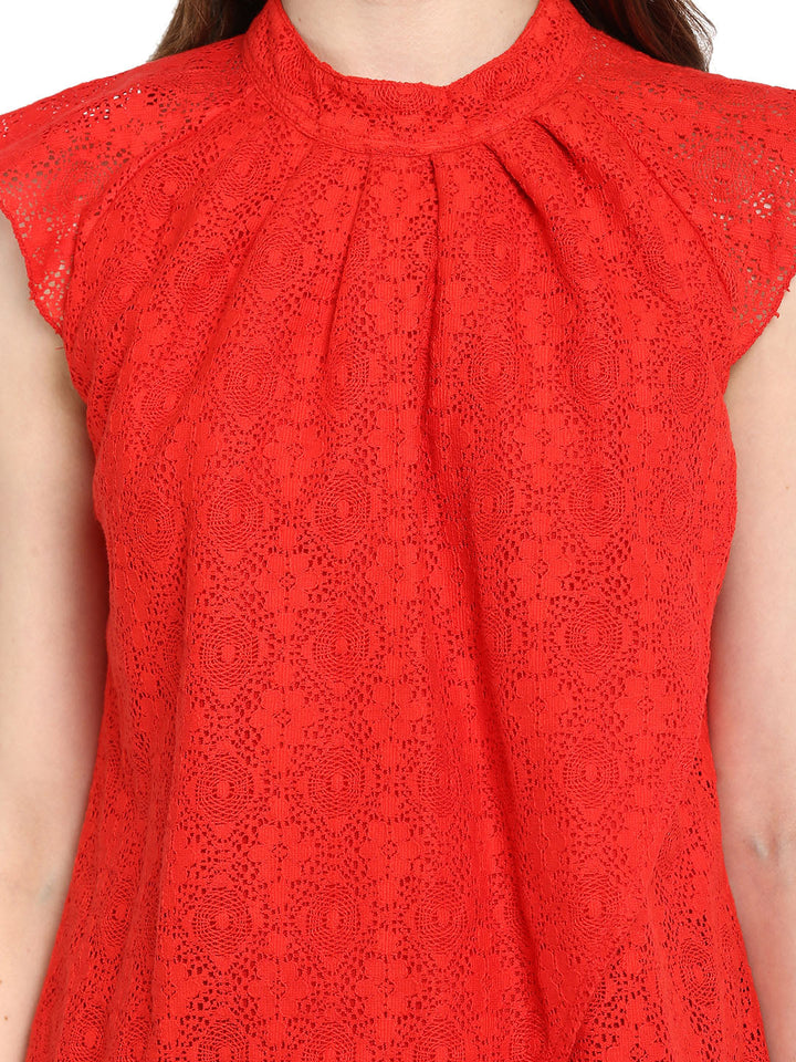 Red-Cotton-Lace-Pleated-Top