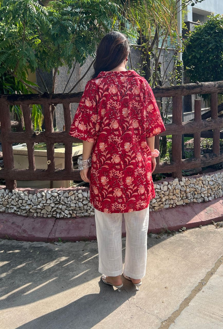 Red-Cotton-Rose-2-Piece-Kaftan-Set
