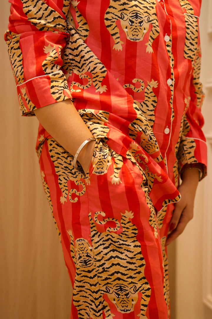 Red-Cotton-Tiger-Print-Bagh-e-Sher-Co-Ord-Sets