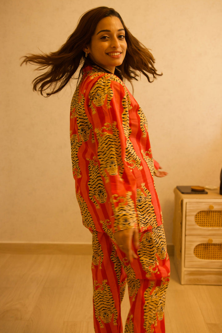 Red-Cotton-Tiger-Print-Bagh-e-Sher-Co-Ord-Sets