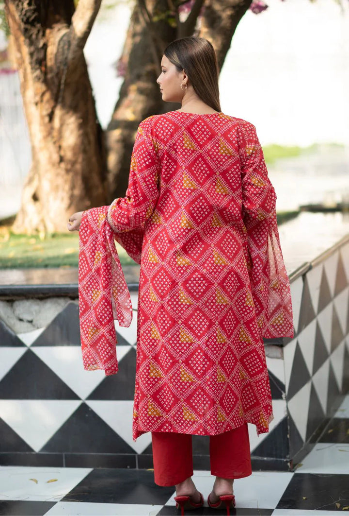 Red-Pure-Cotton-Rosy-A-Line-2-Piece-Kurta-Set