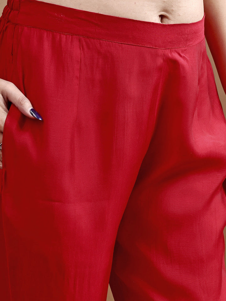Red-Silk-Blend-Heavy-Sequence-Work-Co-Ord-Set