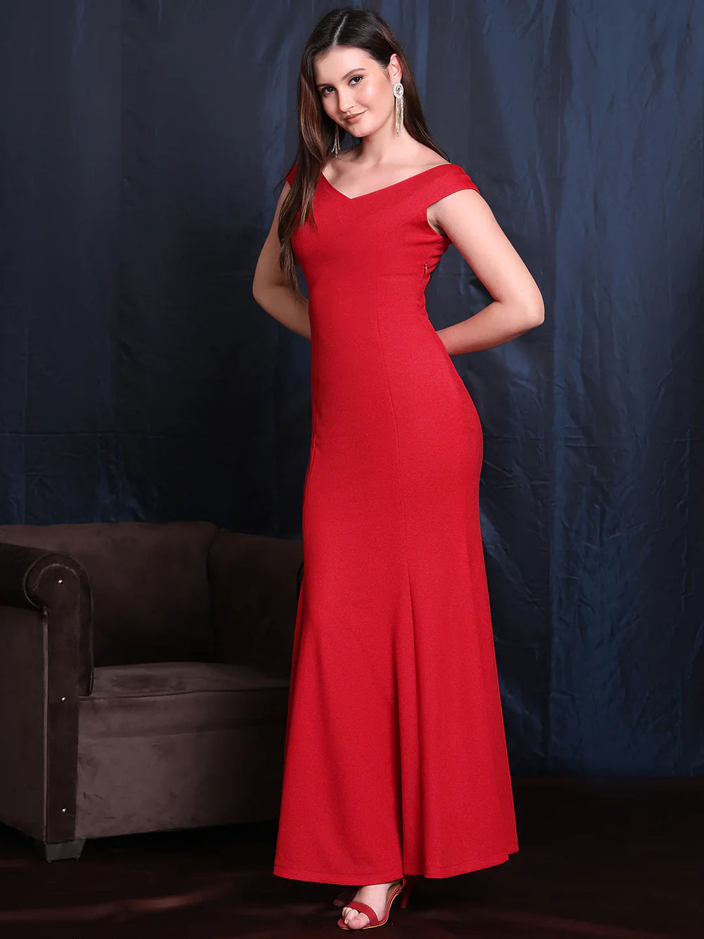 Red-Spandex-Midnight-Majesty-Off-Shoulder-Classic-Gown