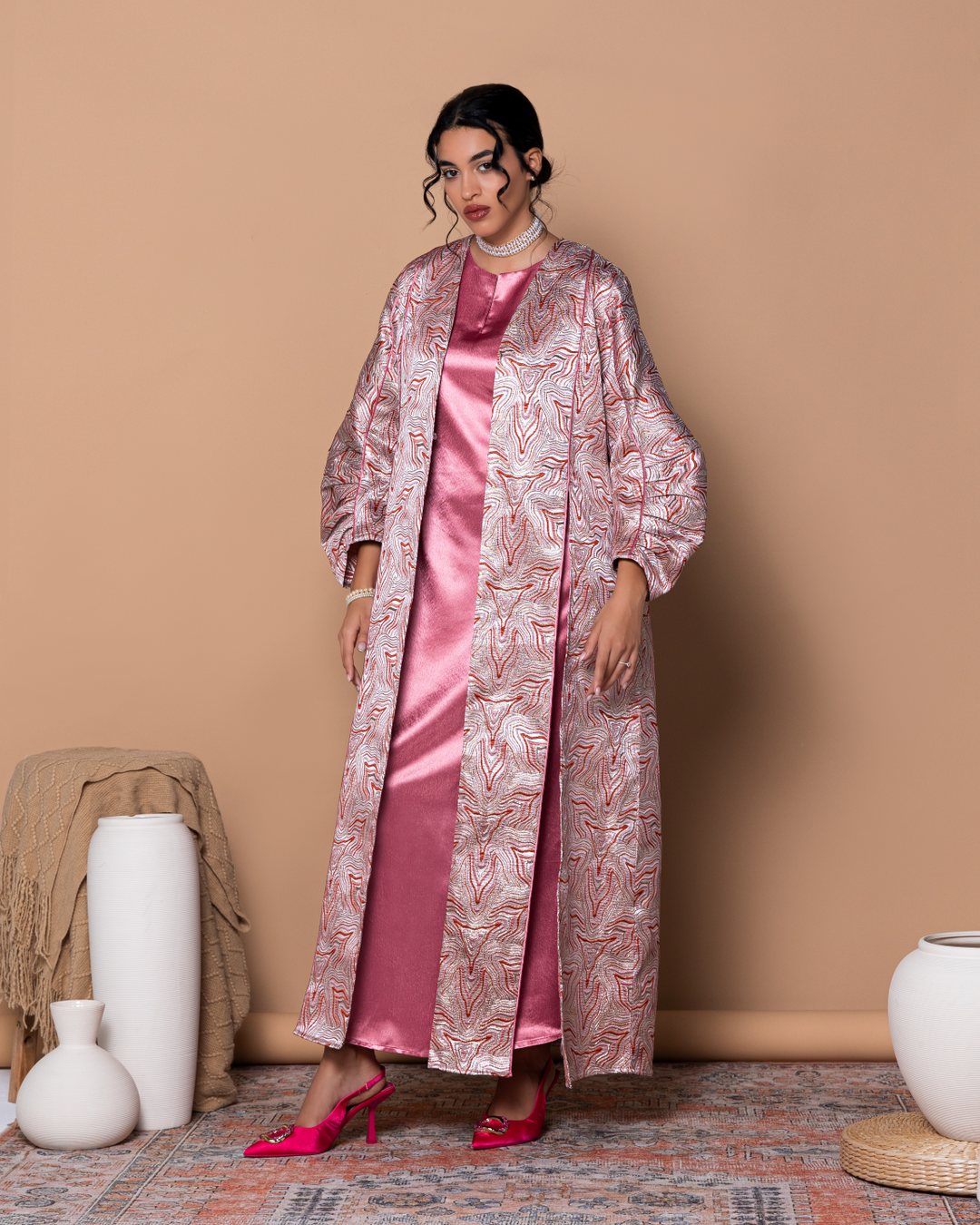 Red Turkish brocade Abaya