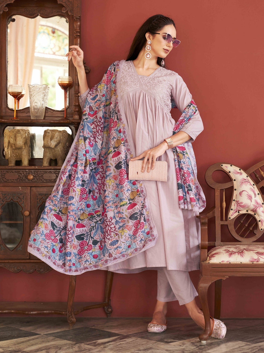 Rose-Pink-Cotton-Embroidered-Alia-Cut-Flared-Kurta-Set