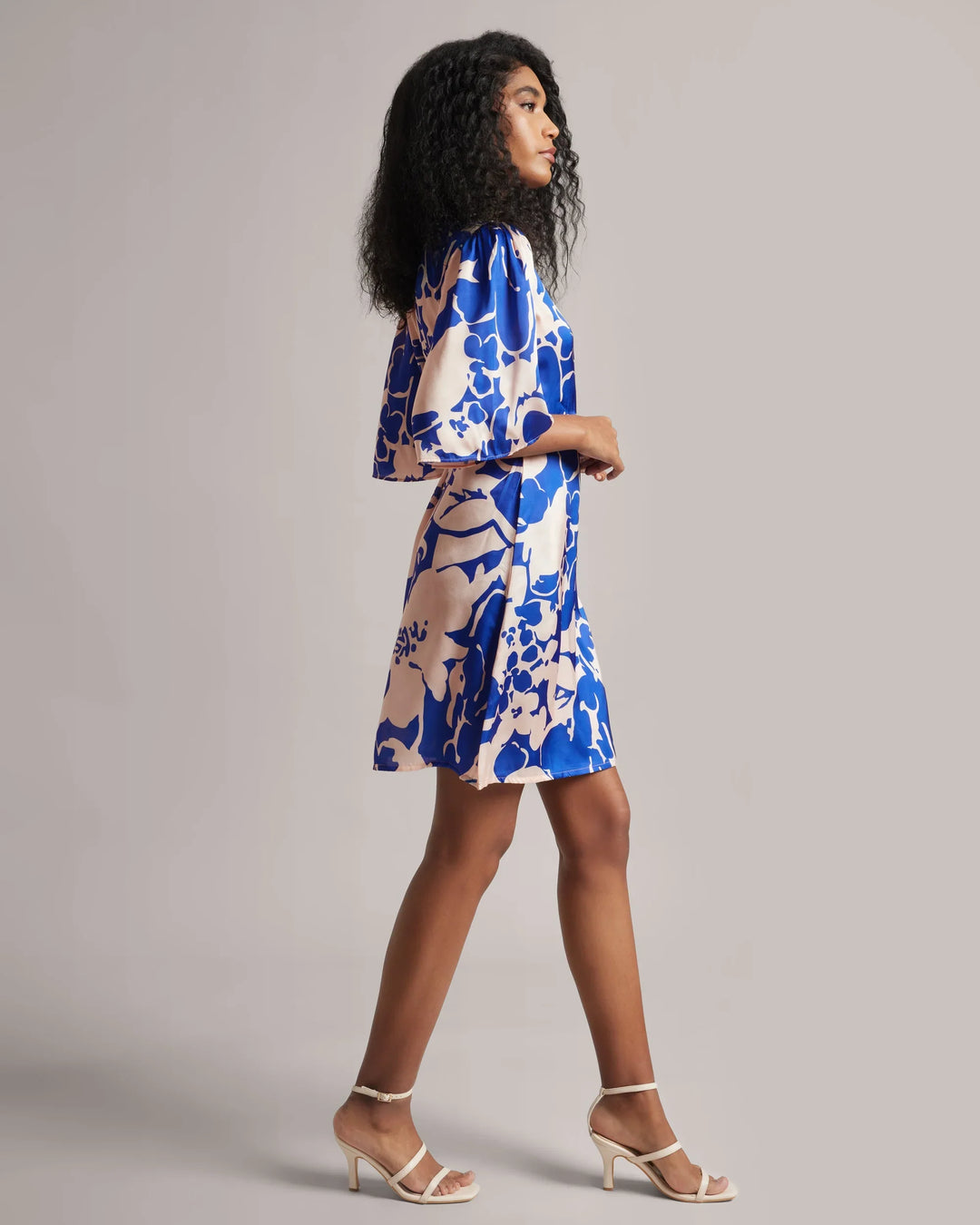 Royal Blue Abstract Print Wrap Mini Dress