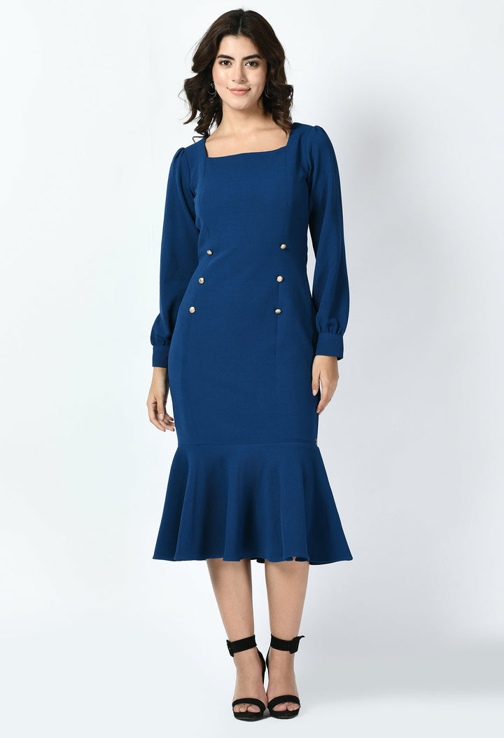 Royal-Blue-Cotton-Blend-Apogee-Fishtail-Midi-Dress