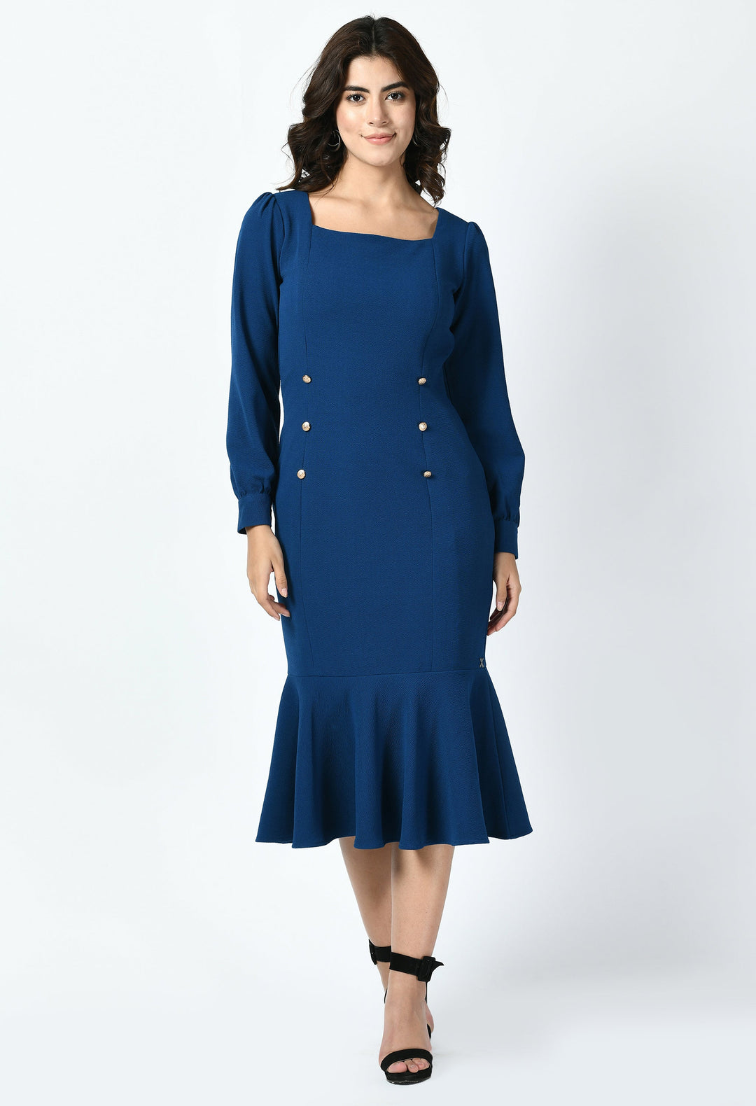 Royal-Blue-Cotton-Blend-Apogee-Fishtail-Midi-Dress