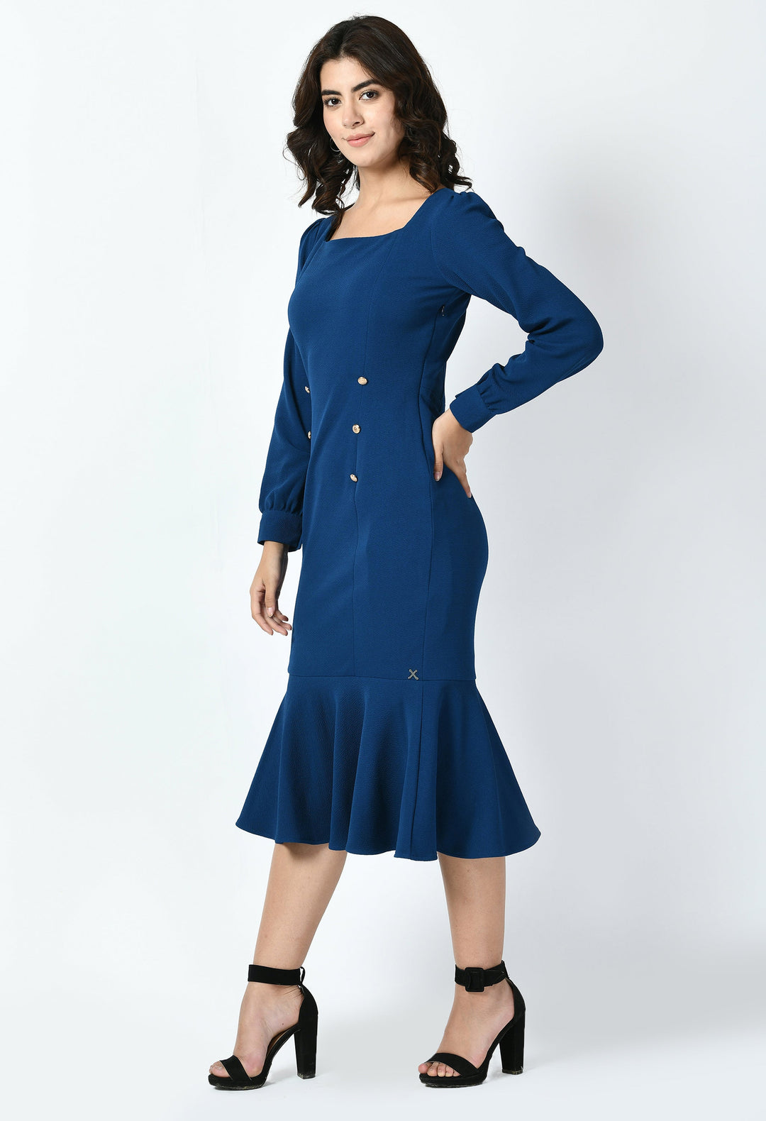 Royal-Blue-Cotton-Blend-Apogee-Fishtail-Midi-Dress