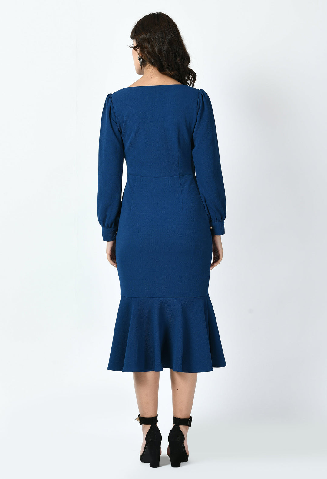 Royal-Blue-Cotton-Blend-Apogee-Fishtail-Midi-Dress