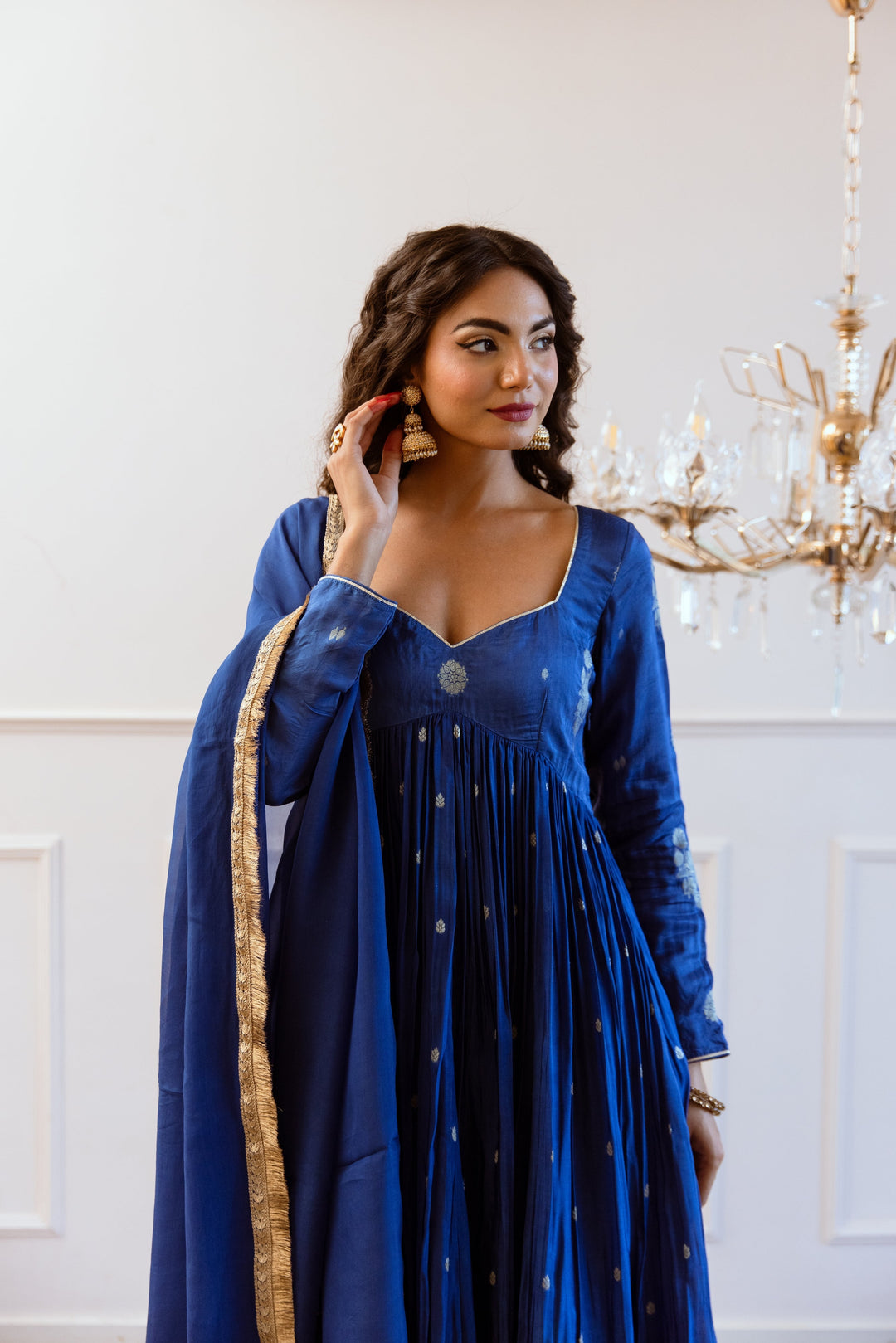 Royal-Blue-Muslin-Silk-Cross-Gather-Anarkali-Set