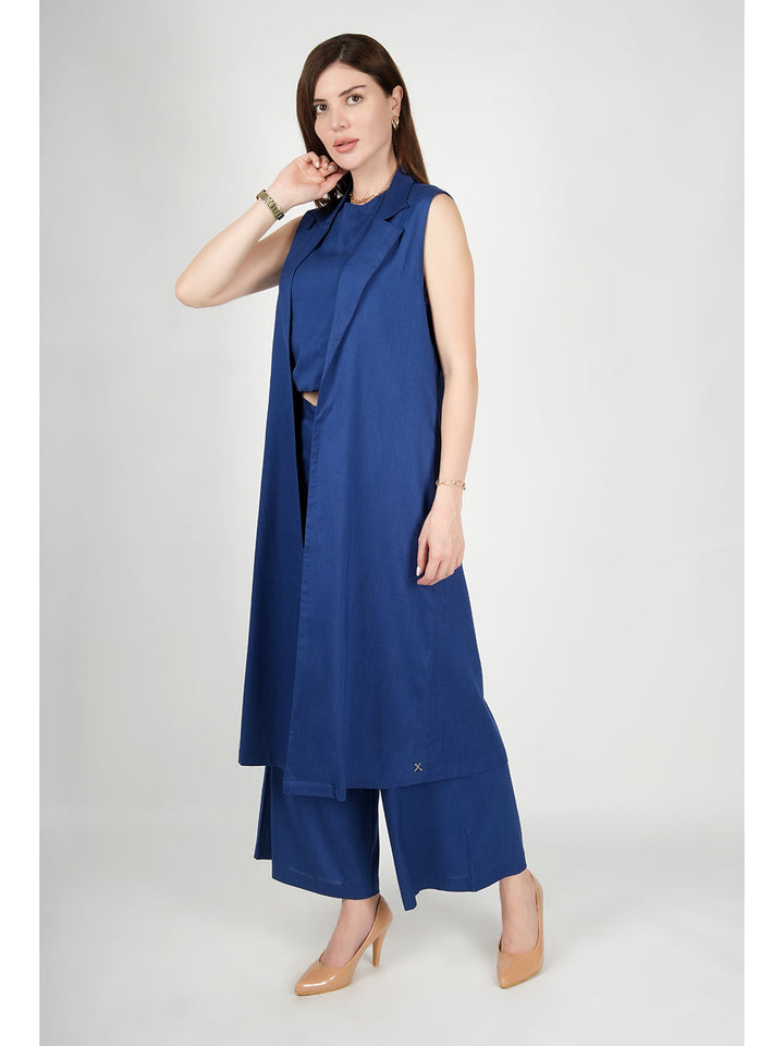 Royal-Blue-Rayon-Long-Jacket-&-Top-With-Wide-Leg-Trouser