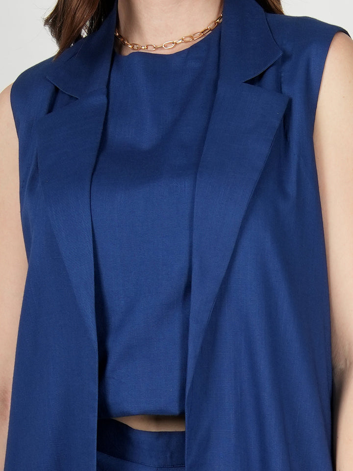 Royal-Blue-Rayon-Long-Jacket-&-Top-With-Wide-Leg-Trouser