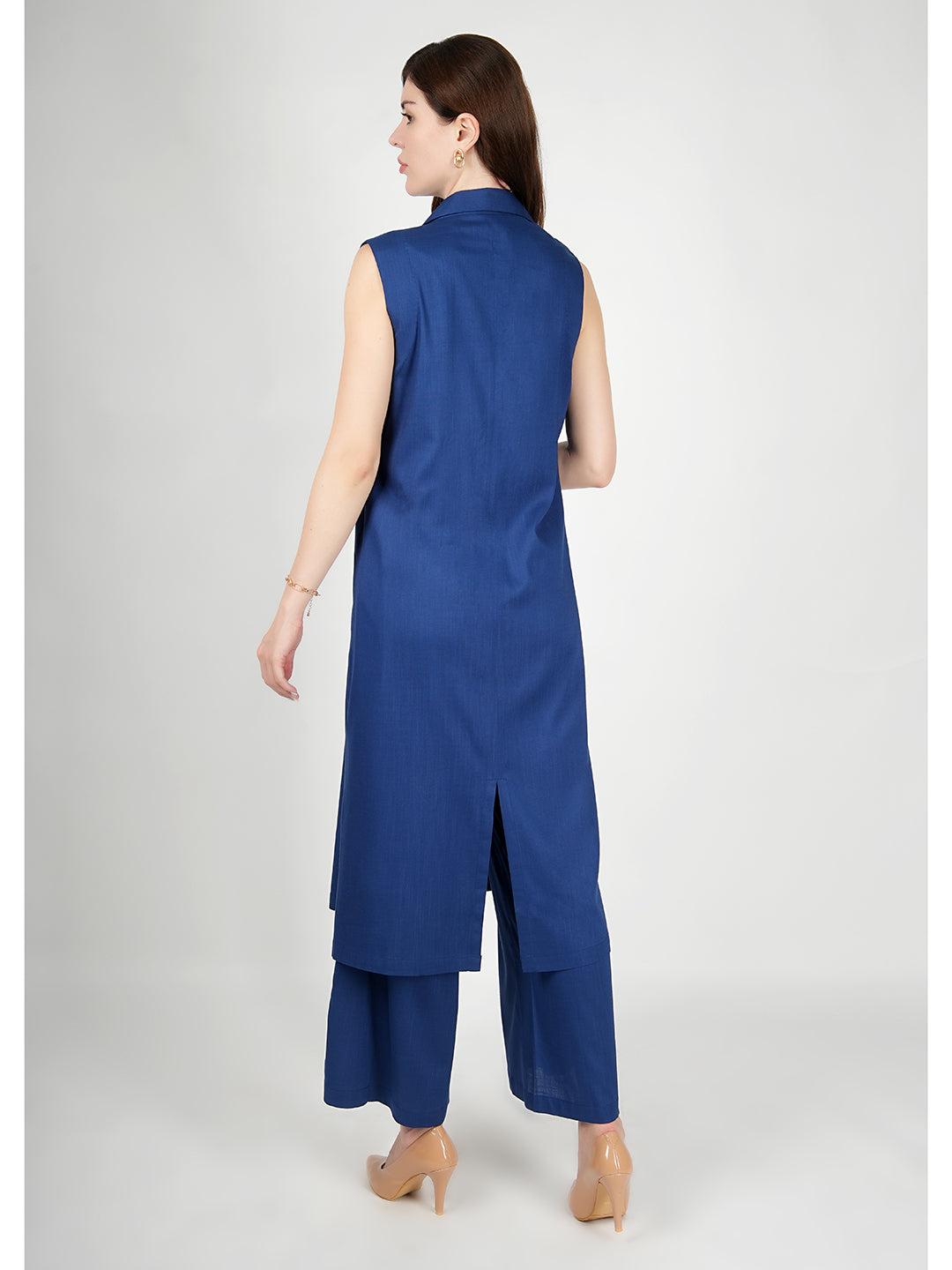 Royal-Blue-Rayon-Long-Jacket-&-Top-With-Wide-Leg-Trouser