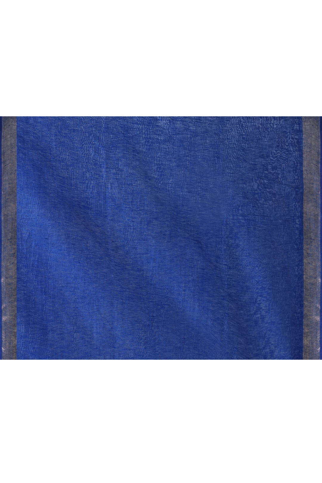 Royal-Blue-Tussar-Linen-Handloom-Saree-With-Woven-Zari-Pallu