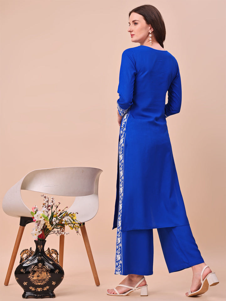 Royal-Blue-Viscose-Rayon-Embroidery-2-Piece-Kurta-Set