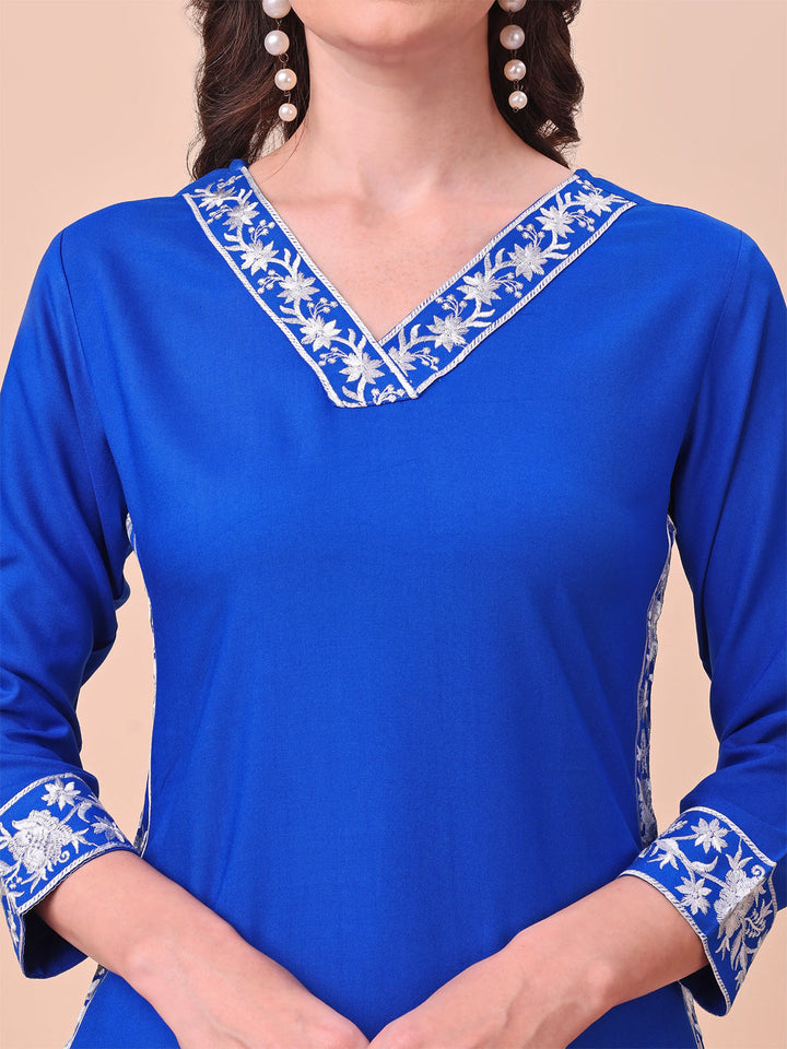 Royal-Blue-Viscose-Rayon-Embroidery-2-Piece-Kurta-Set