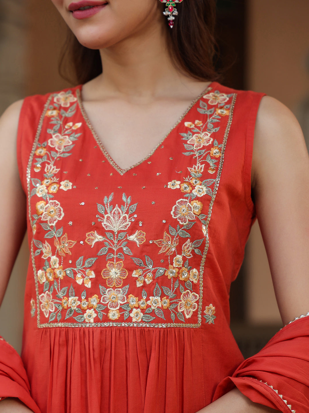 Rust-Cotton-A-Line-Embroidered-3-Piece-Kurta-Set