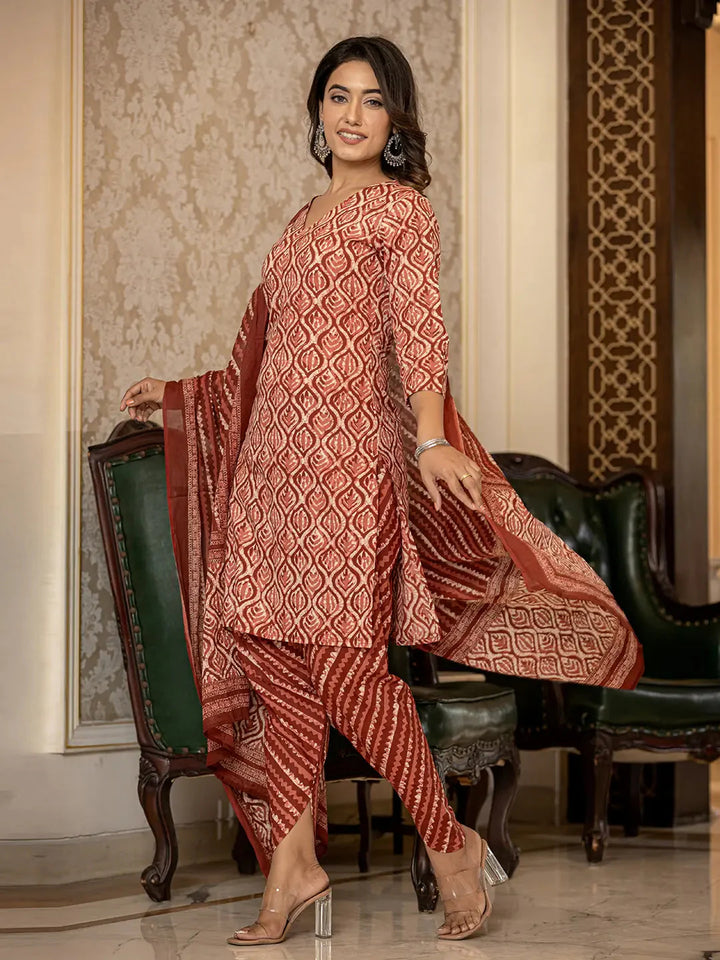 Rust-Cotton-Ethnic-Motifs-Straight-3-Piece-Kurta-Set